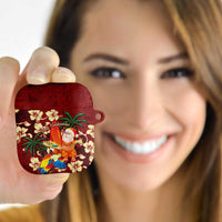 Crimson Red Tropical Christmas Hawaii Tapa AirPods Case Aloha Santa Drink Party - Polynesian Pride