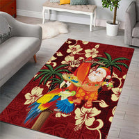 Crimson Red Tropical Christmas Hawaii Tapa Area Rug Aloha Santa Drink Party - Polynesian Pride