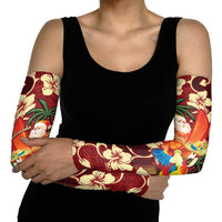 Crimson Red Tropical Christmas Hawaii Tapa Arm Sleeves Aloha Santa Drink Party - Polynesian Pride