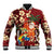 Crimson Red Tropical Christmas Hawaii Tapa Baseball Jacket Aloha Santa Drink Party - Polynesian Pride