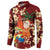 Crimson Red Tropical Christmas Hawaii Tapa Button Sweatshirt Aloha Santa Drink Party - Polynesian Pride