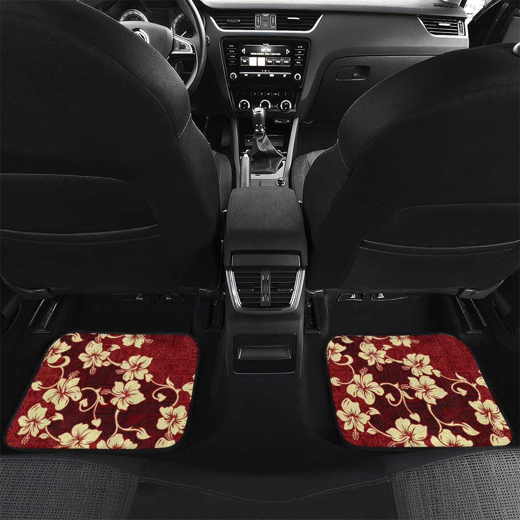 Crimson Red Tropical Christmas Hawaii Tapa Car Mats Aloha Santa Drink Party - Polynesian Pride