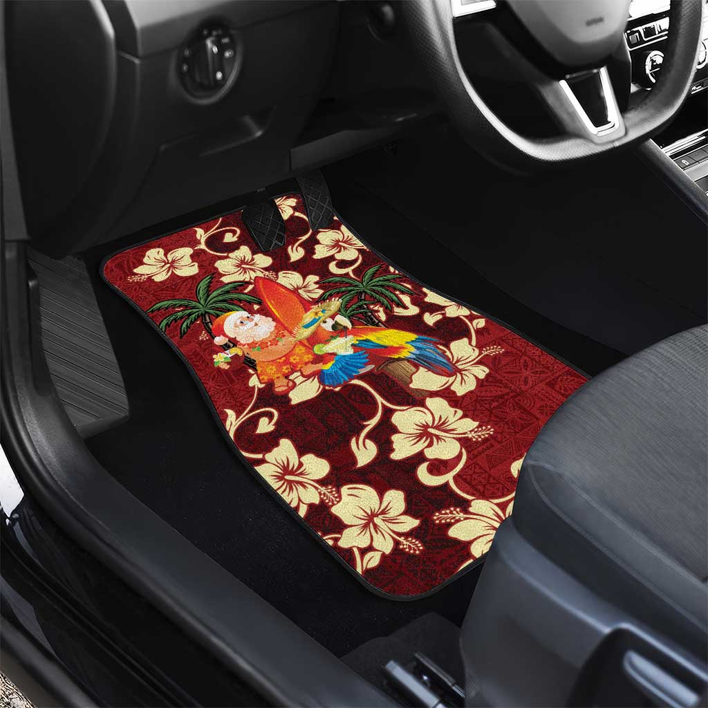 Crimson Red Tropical Christmas Hawaii Tapa Car Mats Aloha Santa Drink Party - Polynesian Pride
