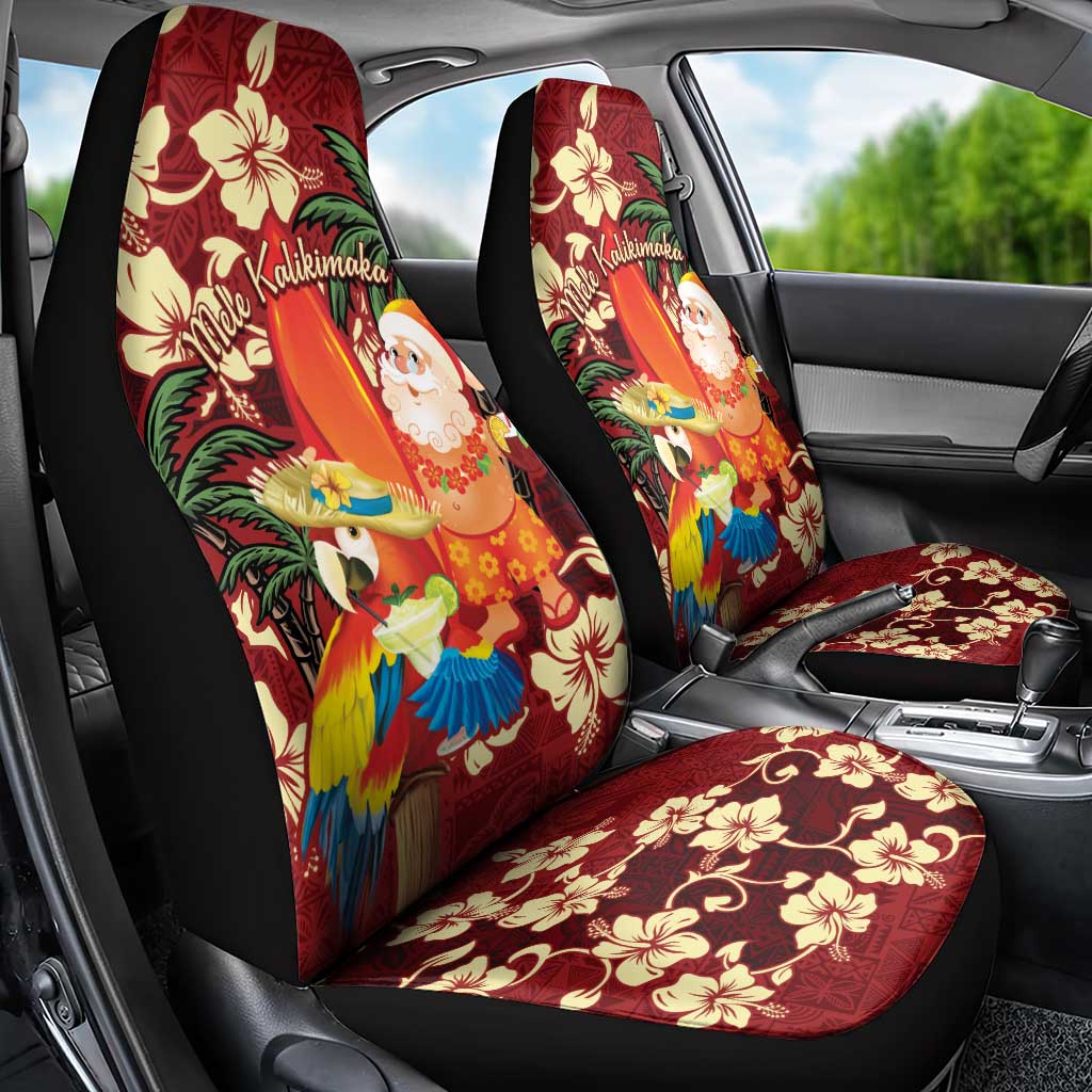 Crimson Red Tropical Christmas Hawaii Tapa Car Seat Cover Aloha Santa Drink Party - Polynesian Pride