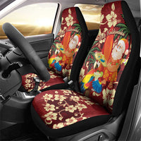 Crimson Red Tropical Christmas Hawaii Tapa Car Seat Cover Aloha Santa Drink Party - Polynesian Pride