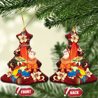 Crimson Red Tropical Christmas Hawaii Tapa Ceramic Ornament Aloha Santa Drink Party - Polynesian Pride