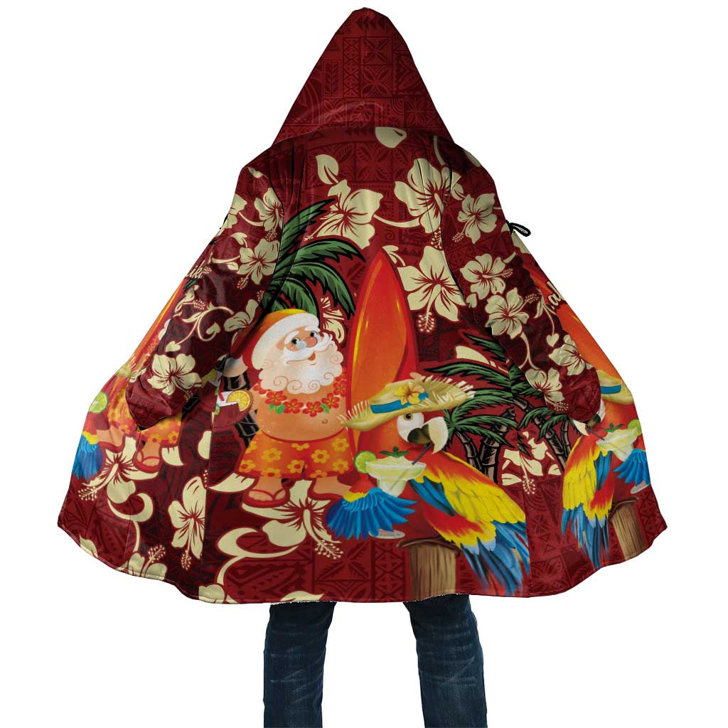 Crimson Red Tropical Christmas Hawaii Tapa Cloak Aloha Santa Drink Party - Polynesian Pride
