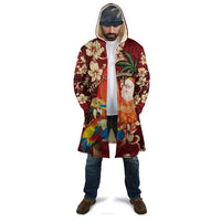 Crimson Red Tropical Christmas Hawaii Tapa Cloak Aloha Santa Drink Party - Polynesian Pride