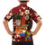 Crimson Red Tropical Christmas Hawaii Tapa Family Matching Mermaid Dress and Hawaiian Shirt Aloha Santa Drink Party - Polynesian Pride