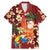 Crimson Red Tropical Christmas Hawaii Tapa Family Matching Mermaid Dress and Hawaiian Shirt Aloha Santa Drink Party - Polynesian Pride