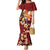 Crimson Red Tropical Christmas Hawaii Tapa Family Matching Mermaid Dress and Hawaiian Shirt Aloha Santa Drink Party - Polynesian Pride