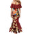 Crimson Red Tropical Christmas Hawaii Tapa Family Matching Mermaid Dress and Hawaiian Shirt Aloha Santa Drink Party - Polynesian Pride