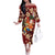 Crimson Red Tropical Christmas Hawaii Tapa Family Matching Off The Shoulder Long Sleeve Dress and Hawaiian Shirt Aloha Santa Drink Party - Polynesian Pride