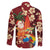 Crimson Red Tropical Christmas Hawaii Tapa Family Matching Short Sleeve Bodycon Dress and Hawaiian Shirt Aloha Santa Drink Party - Polynesian Pride
