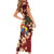 Crimson Red Tropical Christmas Hawaii Tapa Family Matching Short Sleeve Bodycon Dress and Hawaiian Shirt Aloha Santa Drink Party - Polynesian Pride