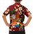 Crimson Red Tropical Christmas Hawaii Tapa Family Matching Summer Maxi Dress and Hawaiian Shirt Aloha Santa Drink Party - Polynesian Pride