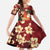 Crimson Red Tropical Christmas Hawaii Tapa Family Matching Summer Maxi Dress and Hawaiian Shirt Aloha Santa Drink Party - Polynesian Pride