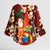 Crimson Red Tropical Christmas Hawaii Tapa Kimono Sleeve Blouse Aloha Santa Drink Party - Polynesian Pride
