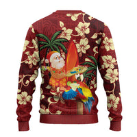 Crimson Red Tropical Christmas Hawaii Tapa Ugly Christmas Sweater Aloha Santa Drink Party - Polynesian Pride