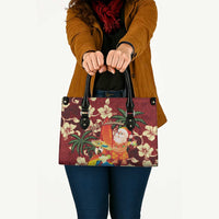 Crimson Red Tropical Christmas Hawaii Tapa Leather Bag Aloha Santa Drink Party - Polynesian Pride