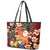Crimson Red Tropical Christmas Hawaii Tapa Leather Tote Bag Aloha Santa Drink Party - Polynesian Pride
