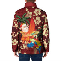 Crimson Red Tropical Christmas Hawaii Tapa Padded Jacket Aloha Santa Drink Party - Polynesian Pride