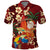Crimson Red Tropical Christmas Hawaii Tapa Polo Shirt Aloha Santa Drink Party - Polynesian Pride