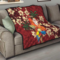 Crimson Red Tropical Christmas Hawaii Tapa Quilt Aloha Santa Drink Party - Polynesian Pride