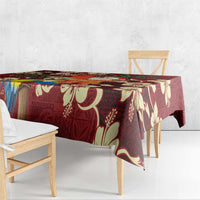Crimson Red Tropical Christmas Hawaii Tapa Tablecloth Aloha Santa Drink Party - Polynesian Pride