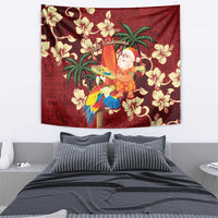 Crimson Red Tropical Christmas Hawaii Tapa Tapestry Aloha Santa Drink Party - Polynesian Pride