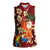 Crimson Red Tropical Christmas Hawaii Tapa Women Sleeveless Polo Shirt Aloha Santa Drink Party - Polynesian Pride