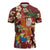 Crimson Red Tropical Christmas Hawaii Tapa Zipper Polo Shirt Aloha Santa Drink Party - Polynesian Pride