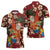 Crimson Red Tropical Christmas Hawaii Tapa Zipper Polo Shirt Aloha Santa Drink Party - Polynesian Pride