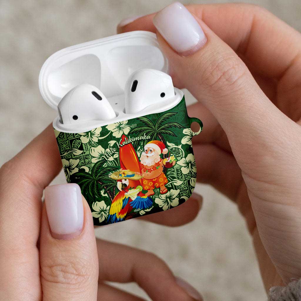 Moss Green Tropical Christmas Hawaii Tapa AirPods Case Aloha Santa Drink Party - Polynesian Pride