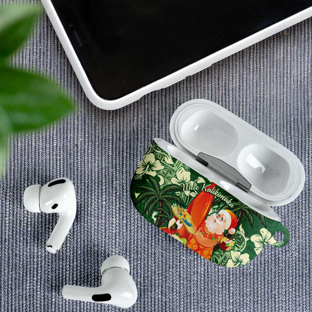 Moss Green Tropical Christmas Hawaii Tapa AirPods Case Aloha Santa Drink Party - Polynesian Pride