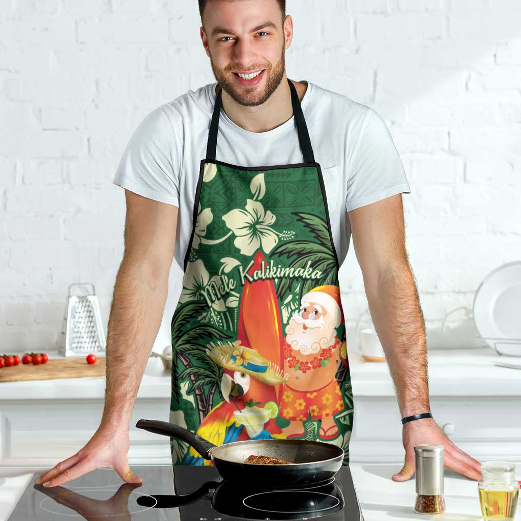 Moss Green Tropical Christmas Hawaii Tapa Apron Aloha Santa Drink Party - Polynesian Pride