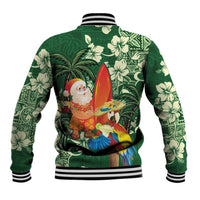 Moss Green Tropical Christmas Hawaii Tapa Baseball Jacket Aloha Santa Drink Party - Polynesian Pride