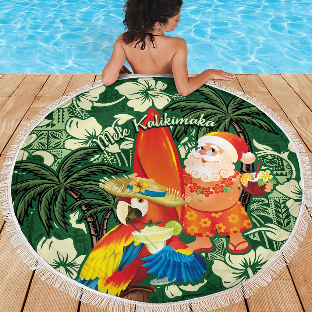 Moss Green Tropical Christmas Hawaii Tapa Beach Blanket Aloha Santa Drink Party - Polynesian Pride