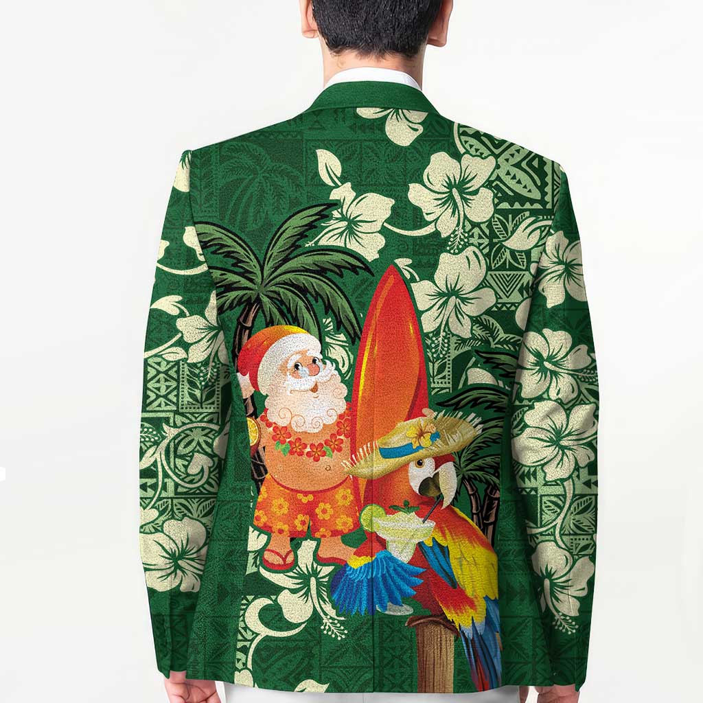 Moss Green Tropical Christmas Hawaii Tapa Blazer Aloha Santa Drink Party - Polynesian Pride
