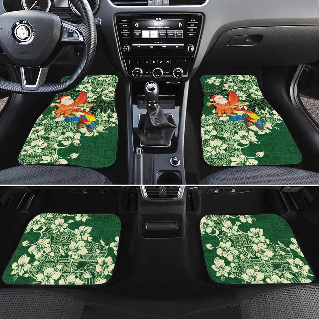 Moss Green Tropical Christmas Hawaii Tapa Car Mats Aloha Santa Drink Party - Polynesian Pride