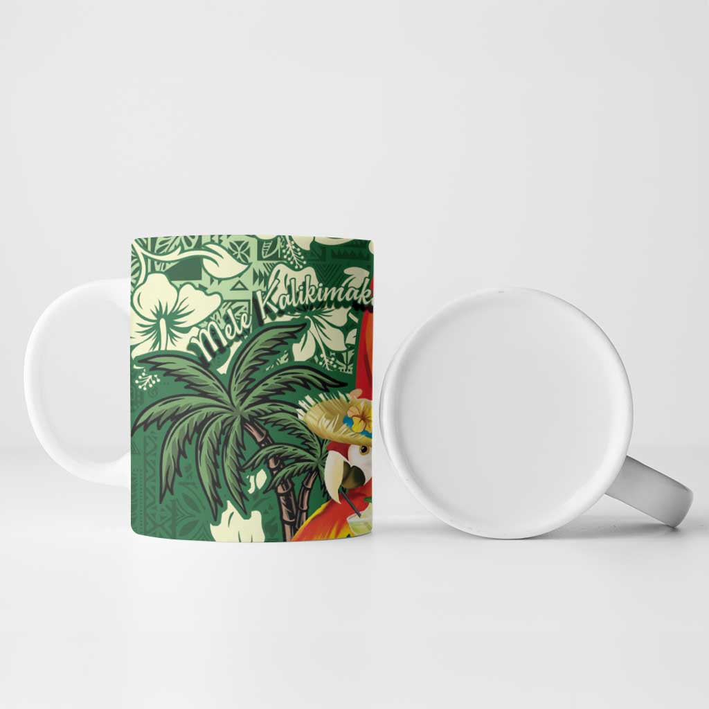 Moss Green Tropical Christmas Hawaii Tapa Ceramic Mug Aloha Santa Drink Party - Polynesian Pride