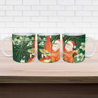 Moss Green Tropical Christmas Hawaii Tapa Ceramic Mug Aloha Santa Drink Party - Polynesian Pride