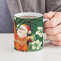 Moss Green Tropical Christmas Hawaii Tapa Ceramic Mug Aloha Santa Drink Party - Polynesian Pride