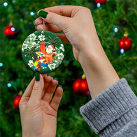 Moss Green Tropical Christmas Hawaii Tapa Ceramic Ornament Aloha Santa Drink Party - Polynesian Pride