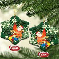 Moss Green Tropical Christmas Hawaii Tapa Ceramic Ornament Aloha Santa Drink Party - Polynesian Pride