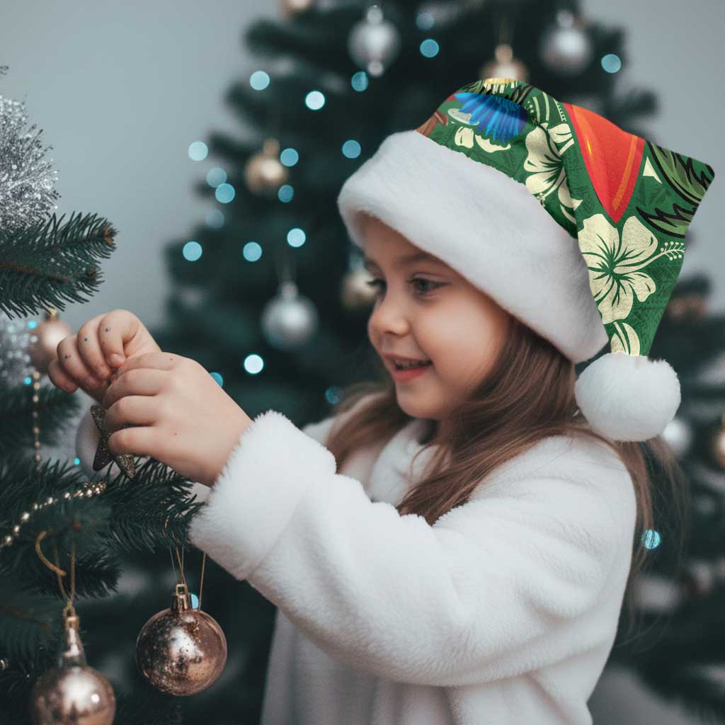 Moss Green Tropical Christmas Hawaii Tapa Christmas Santa Hat Aloha Santa Drink Party - Polynesian Pride