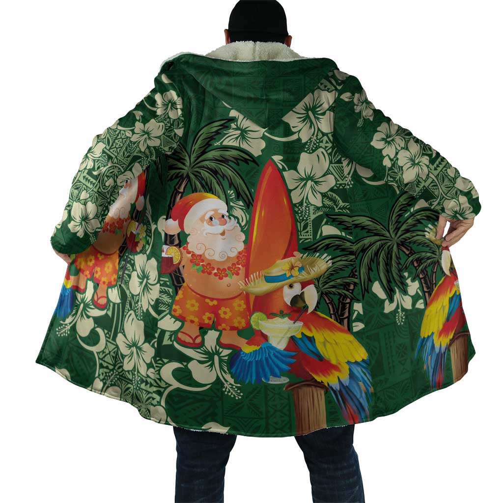 Moss Green Tropical Christmas Hawaii Tapa Cloak Aloha Santa Drink Party - Polynesian Pride