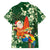 Moss Green Tropical Christmas Hawaii Tapa Family Matching Off The Shoulder Long Sleeve Dress and Hawaiian Shirt Aloha Santa Drink Party - Polynesian Pride
