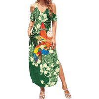 Moss Green Tropical Christmas Hawaii Tapa Family Matching Summer Maxi Dress and Hawaiian Shirt Aloha Santa Drink Party - Polynesian Pride