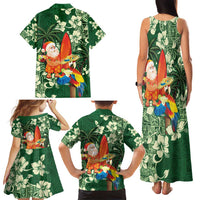 Moss Green Tropical Christmas Hawaii Tapa Family Matching Tank Maxi Dress and Hawaiian Shirt Aloha Santa Drink Party - Polynesian Pride